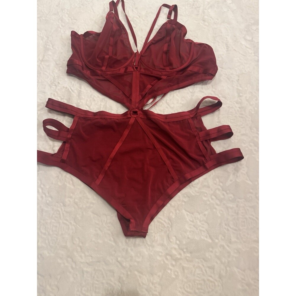 Womens Torrid Curve Red Overt Strappy Mesh Bodysuit Size 6